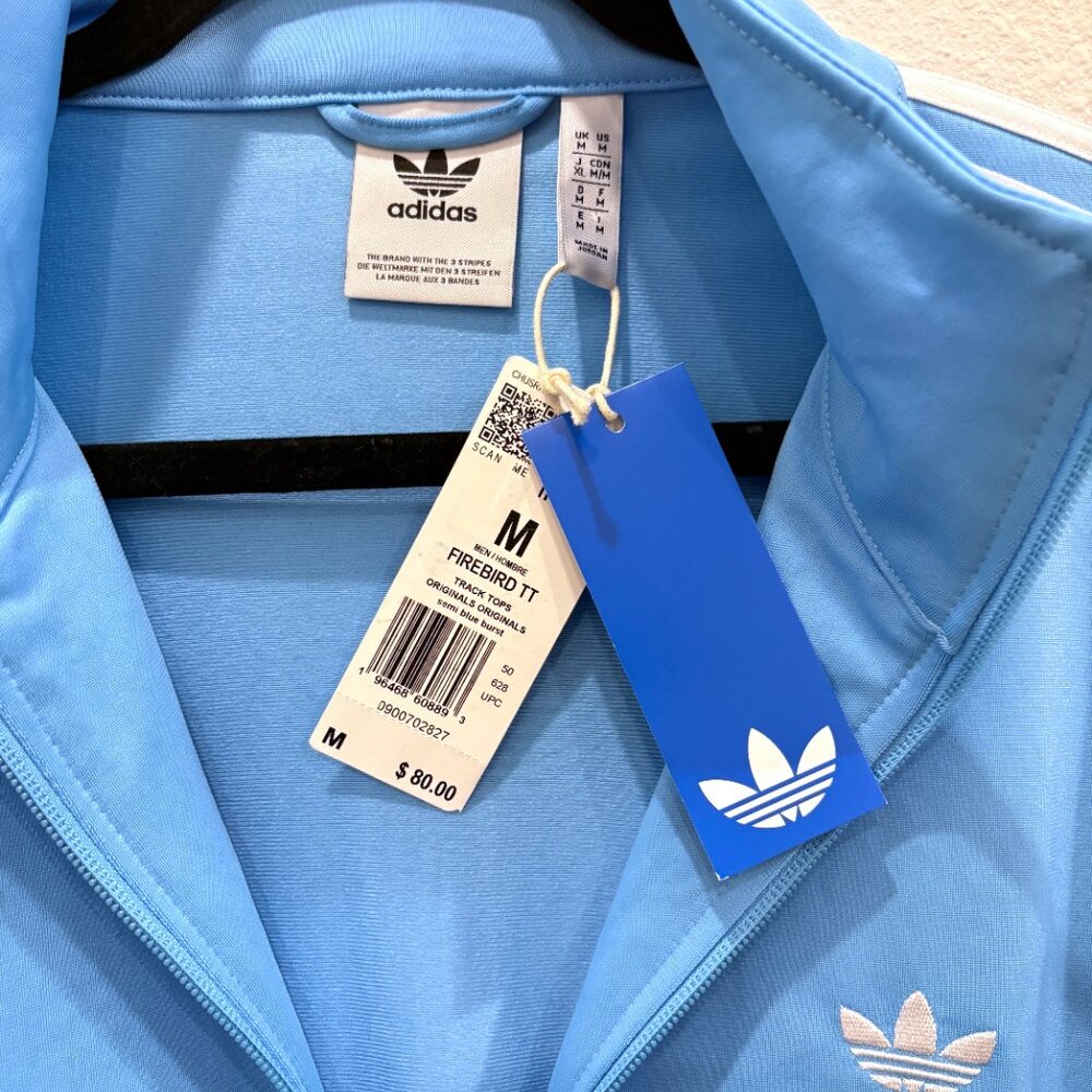 NWT Adidas Originals Firebird Track Jacket Blue 3-Stripes Retro Top Men’s Medium - Picture 3 of 8